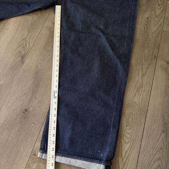 Levis 501 Original Fit Jeans Mens Size 52x32 Dark Wash Denim Blue Button Fly - Picture 5 of 16